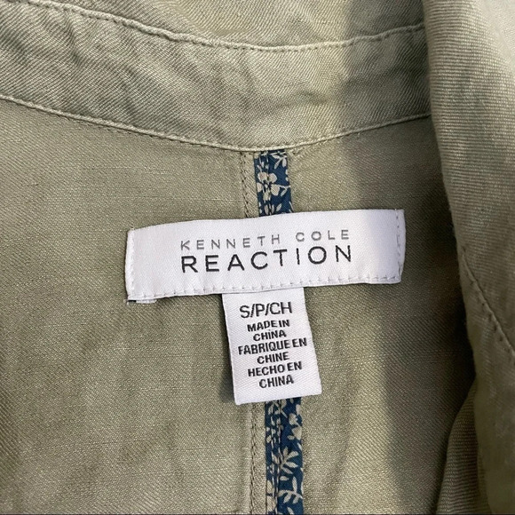 Kenneth Cole  Reaction Linen Blend Double Breasted Jacket Blazer Sz S - Picture 3 of 12
